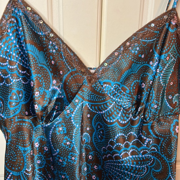 XHILARATION💫 Women’s Brown/Teal Floral Lightweight Chemise - Picture 6 of 12